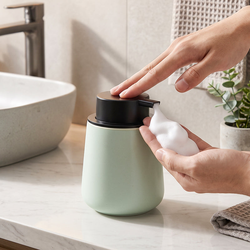 BosilunLife Nordic Bath Foaming Bathroom Set 3-Piece Light Green Recycled RebornClay™