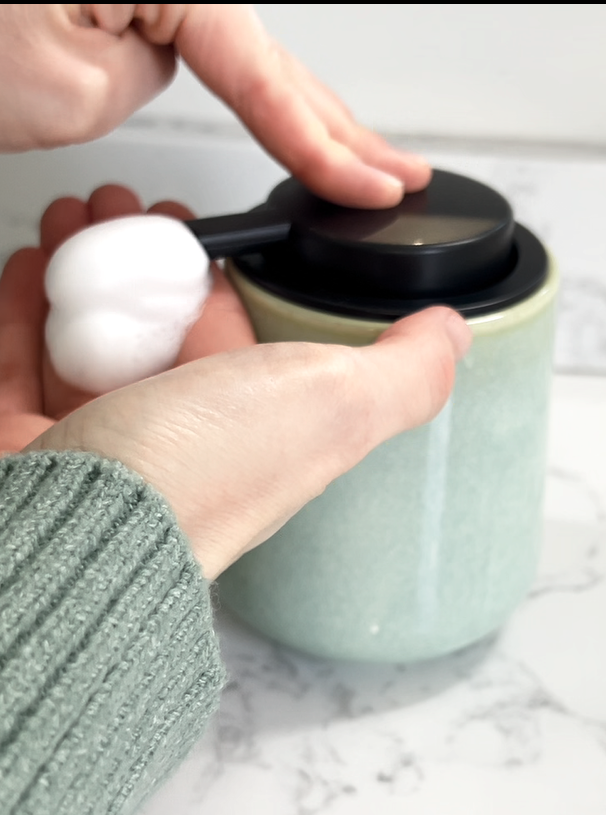 Distributeur de savon moussant BosilunLife en argile écologique recyclée, 355 ml