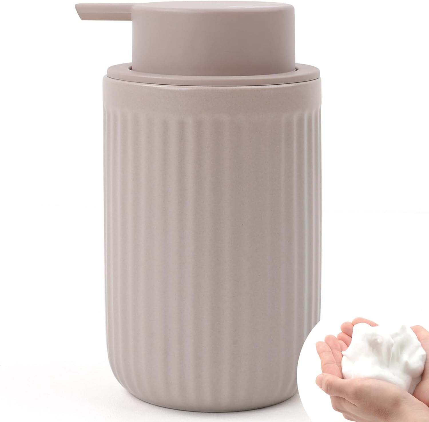 Distributeur de savon moussant BosilunLife Pockmark en argile écologique recyclée, 325 ml