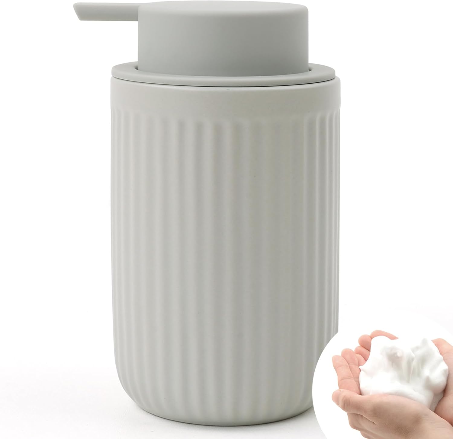 Distributeur de savon moussant BosilunLife Pockmark en argile écologique recyclée, 325 ml