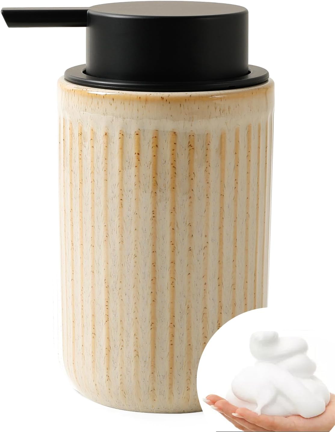 Distributeur de savon moussant BosilunLife Pockmark en argile écologique recyclée, 325 ml