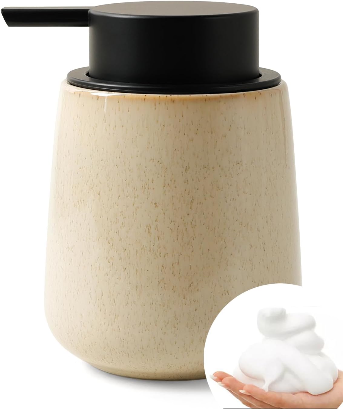BosilunLife Schaumseifenspender, groß, recycelte Keramik, Öko-Ton