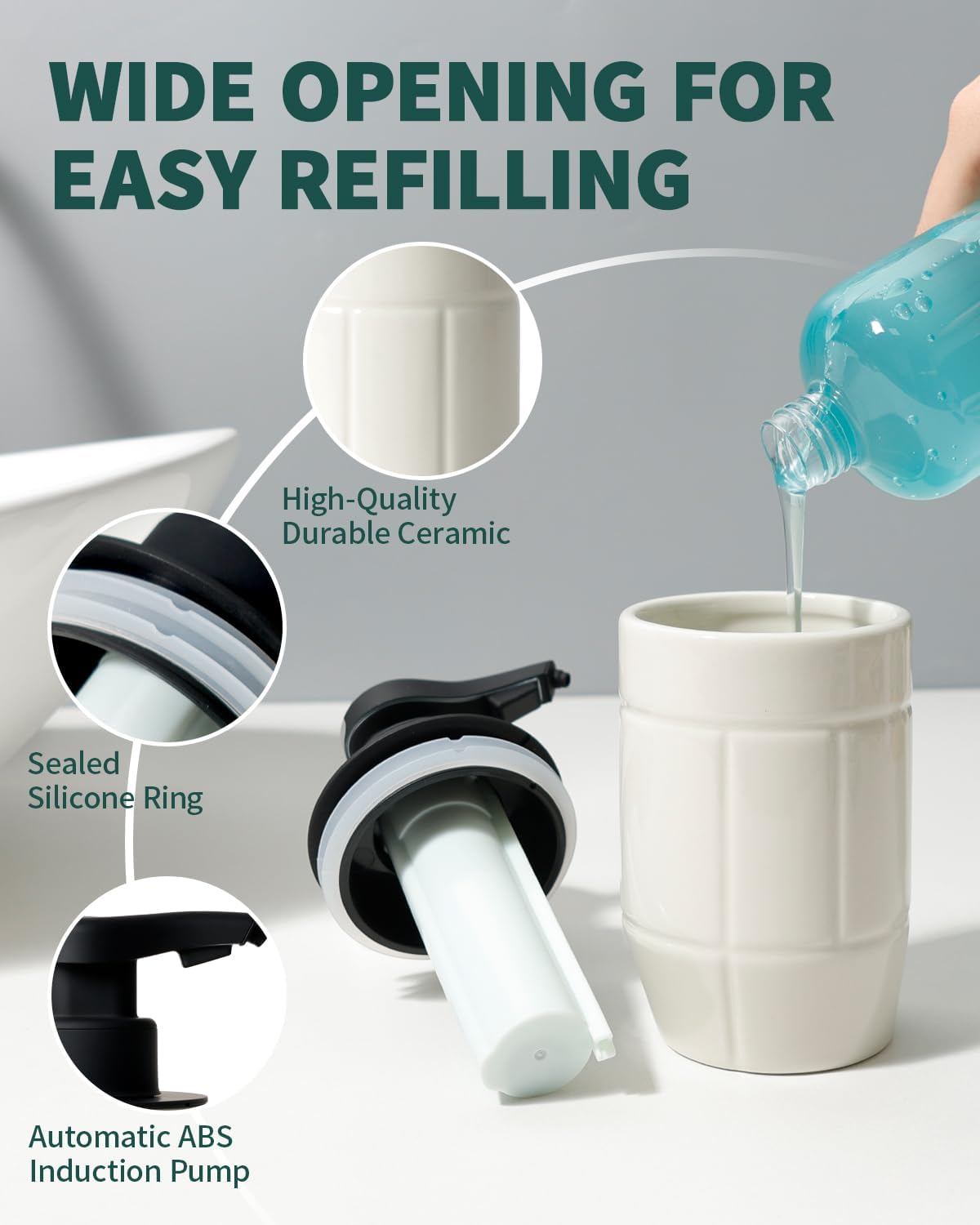 BosilunLife Eco-Brutalism Automatic Liquid Soap Dispenser Recycled Eco-Clay