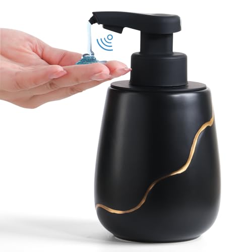 Distributeur de savon liquide automatique BosilunLife Nordic Garden en argile écologique recyclée, 500 ml