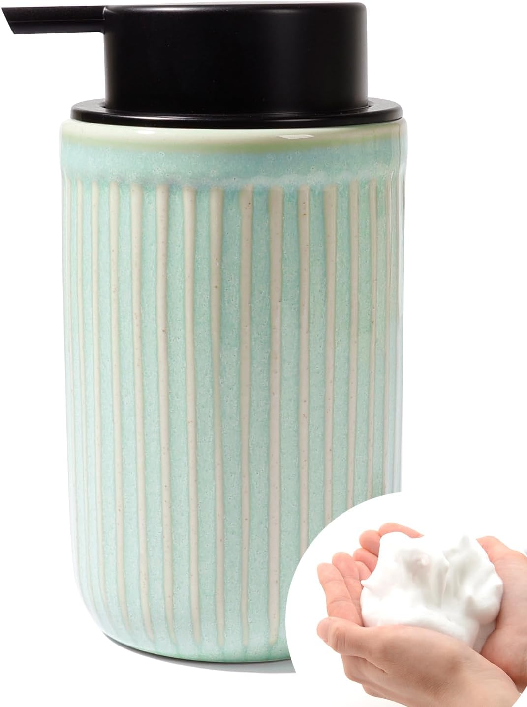 Distributeur de savon moussant BosilunLife Pockmark en argile écologique recyclée, 325 ml