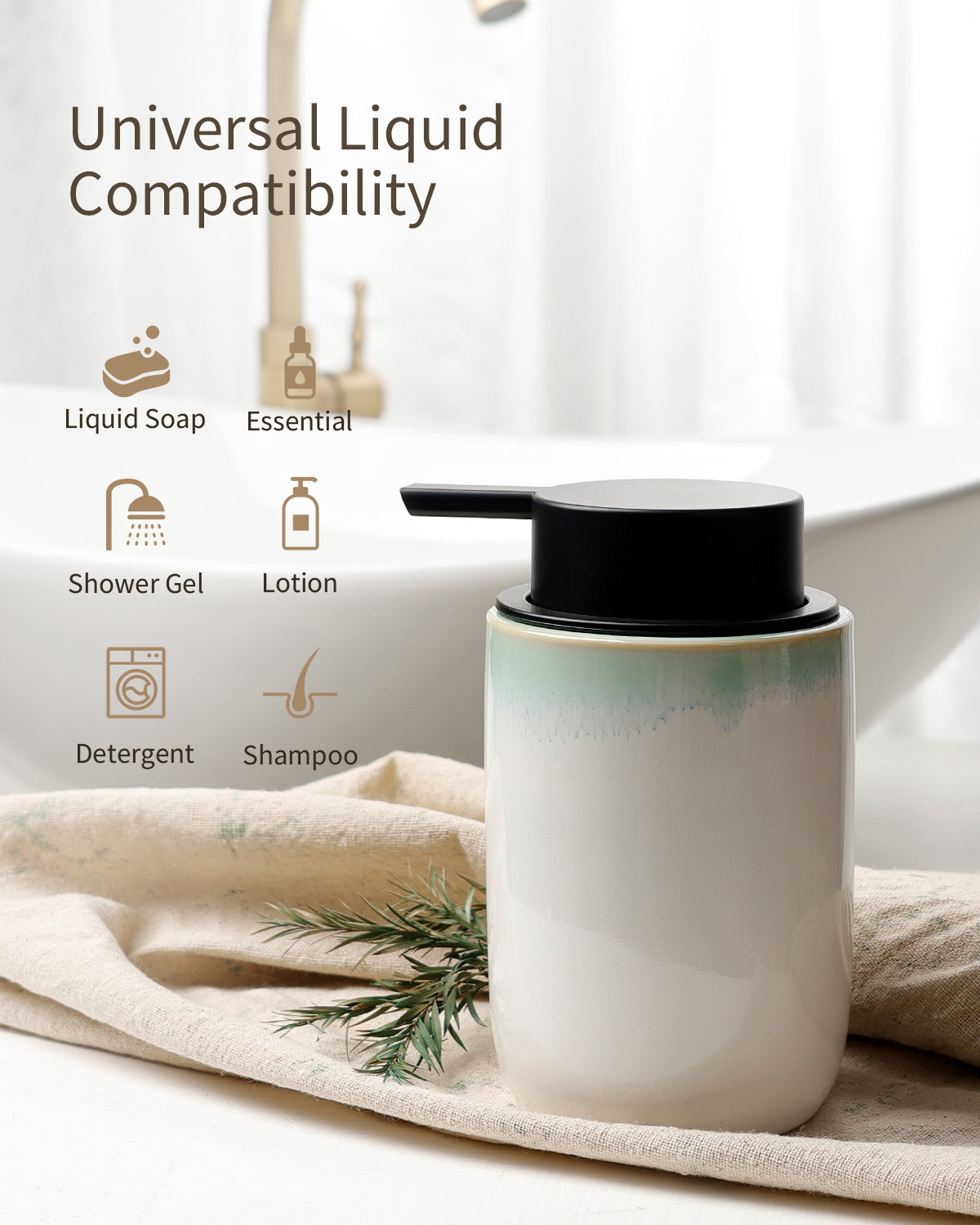 Distributeur de savon moussant mince BosilunLife en argile écologique recyclée, 355 ml (12 oz).