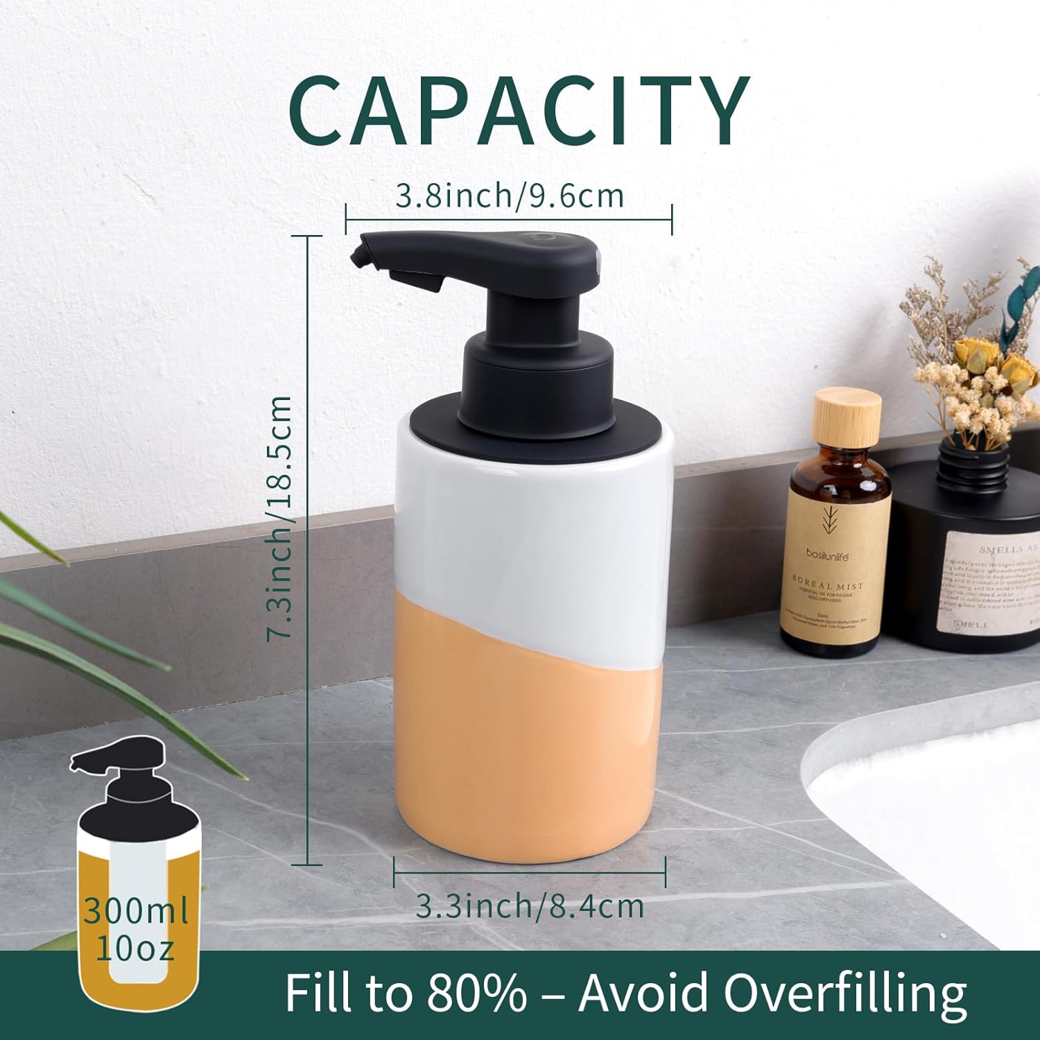 BosilunLife Nordic Garden Automatic Foaming Soap Dispenser Recycled Eco-Clay 10 oz