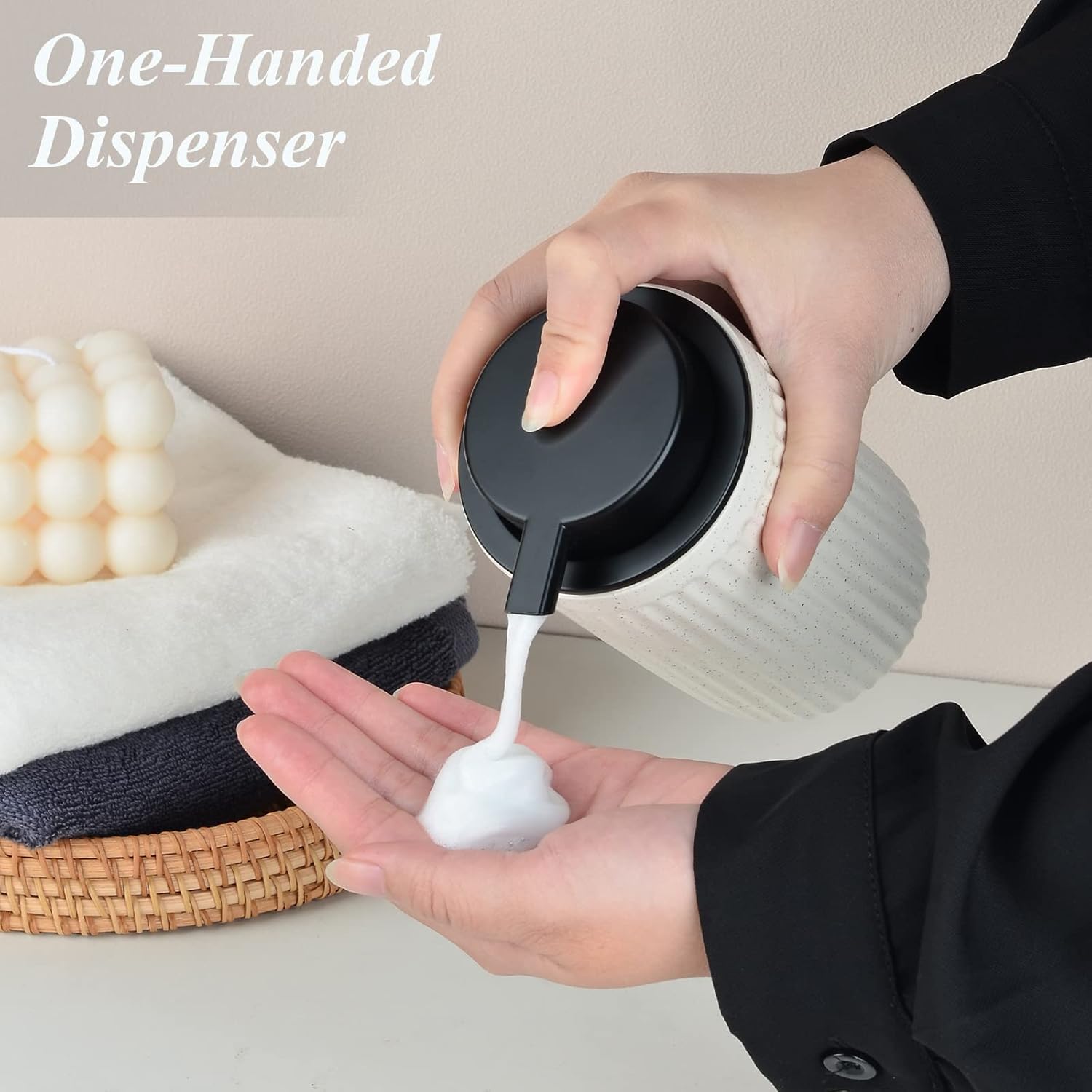 BosilunLife Pockmark Foaming Soap Dispenser Set of 2 Recycled Eco-Clay