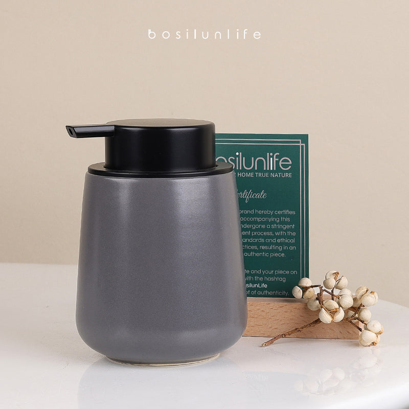 BosilunLife Flüssigseifenspender, groß, recycelte Keramik, Öko-Ton