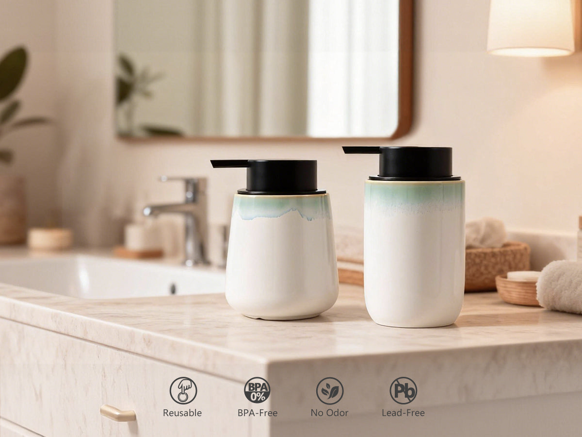 Distributeur de savon moussant mince BosilunLife en argile écologique recyclée, 355 ml (12 oz).