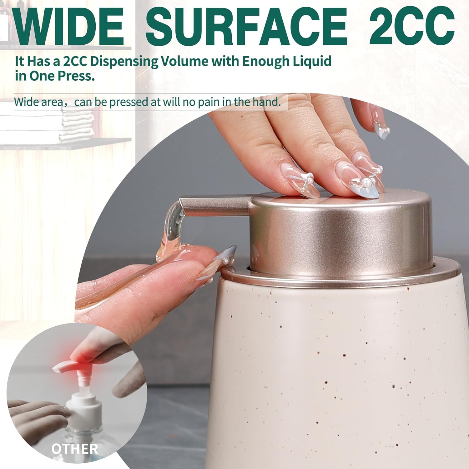 BosilunLife Liquid Soap Dispenser 12oz Recycled Ceramic Eco-Clay