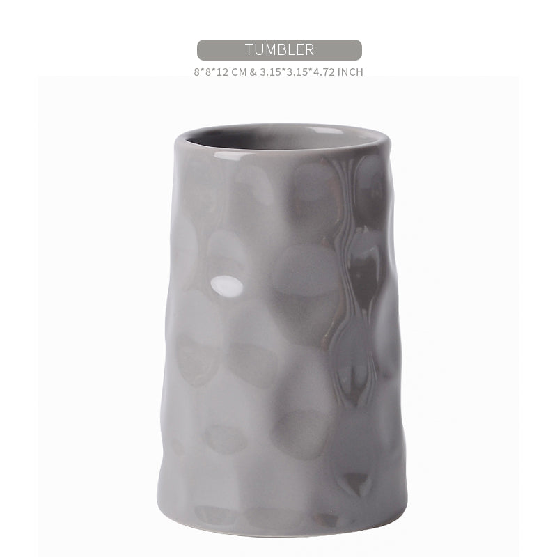 Dimensions infographic for the grey BosilunLife Bring Nature Inside recycled eco-clay bathroom tumbler, detailing its 4.72-inch height.