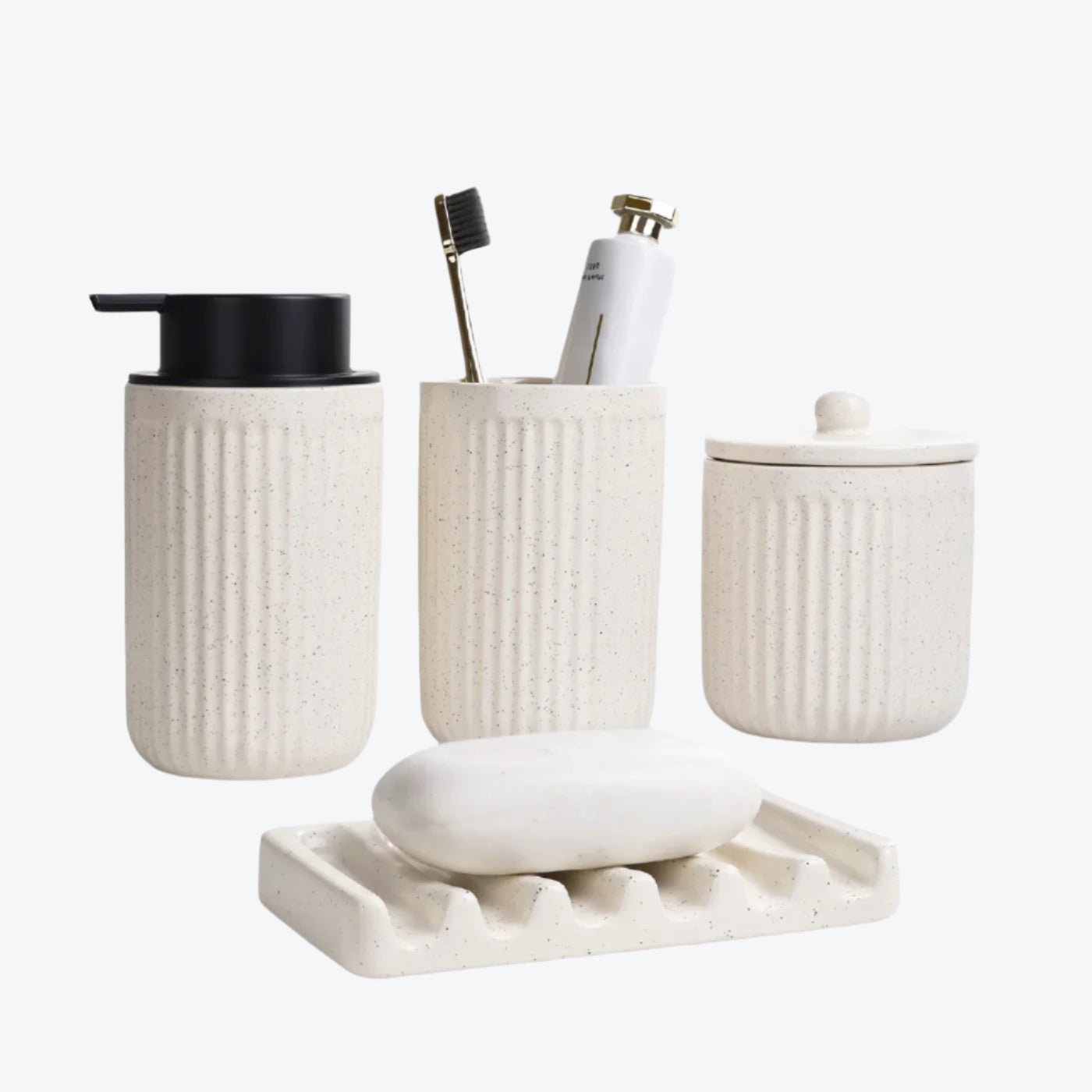 BosilunLife Pockmark 4-Piece Liquid Bathroom Set Recycled Ceramic Eco-Clay