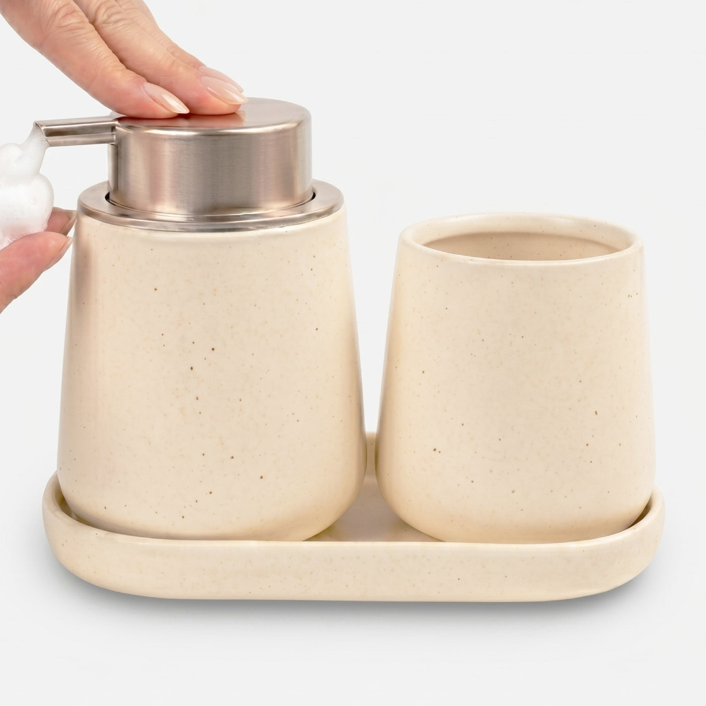 BosilunLife Modern 3‑Piece Foaming Bathroom Set Recycled Eco‑Clay