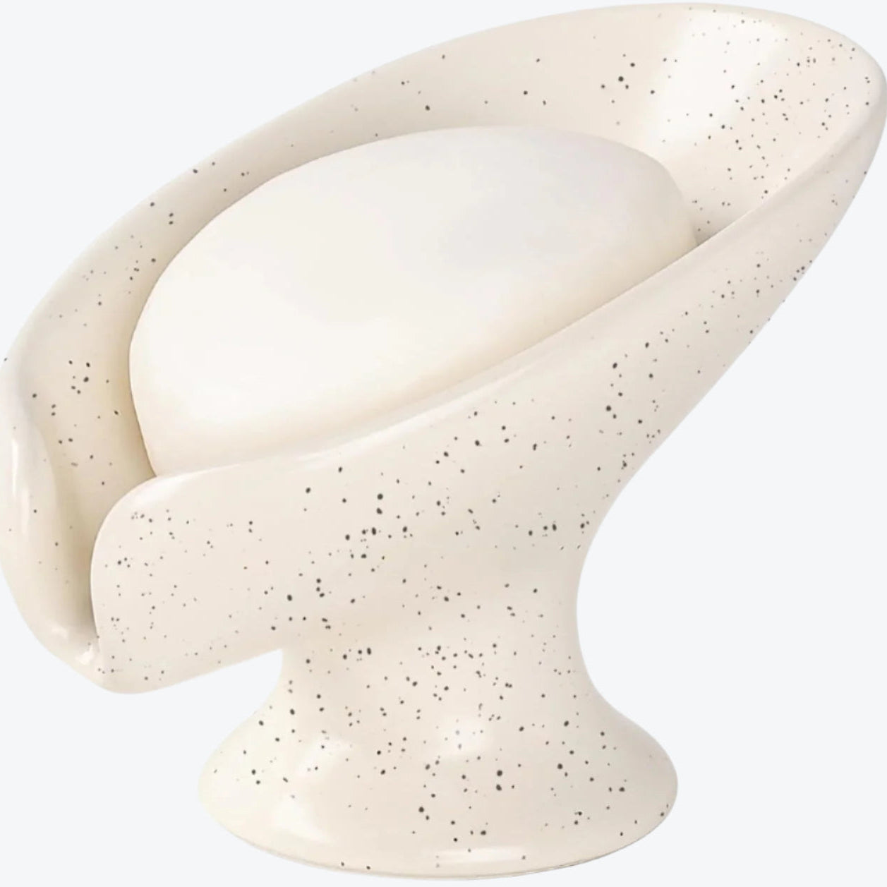 Speckled beige ceramic bowl on a white background