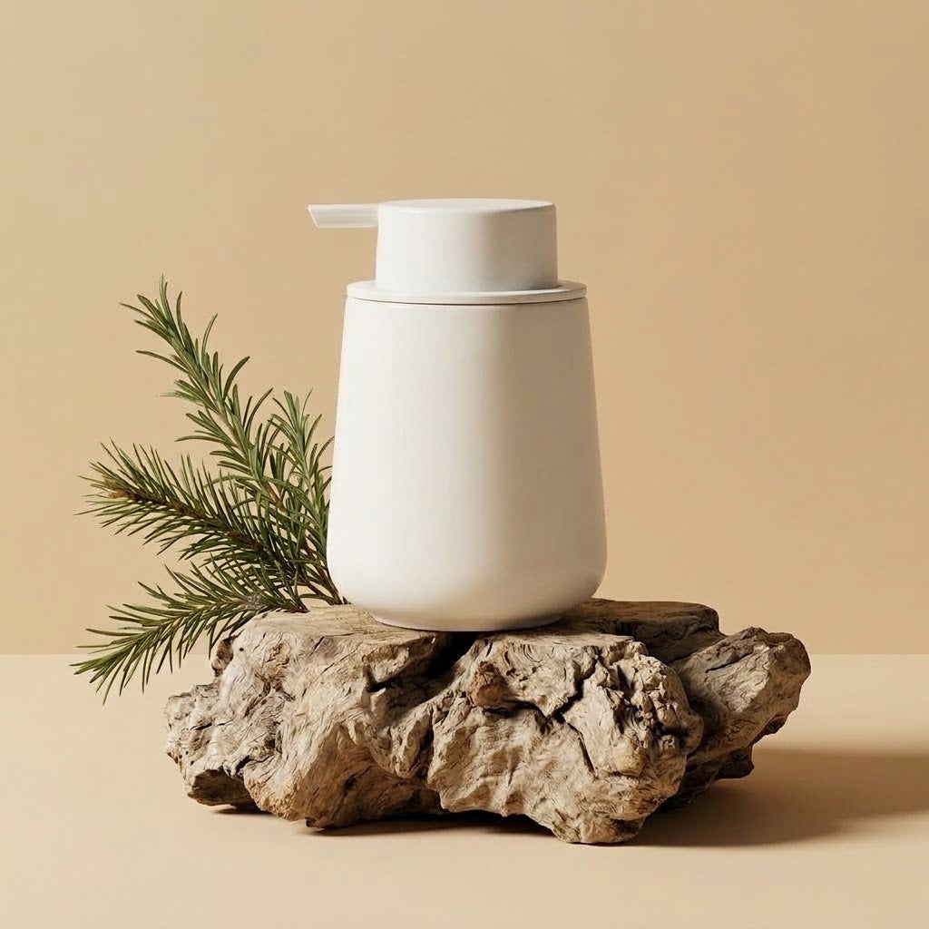 Distributeur de savon liquide BosilunLife en caoutchouc recyclé et argile écologique, 355 ml (12 oz).