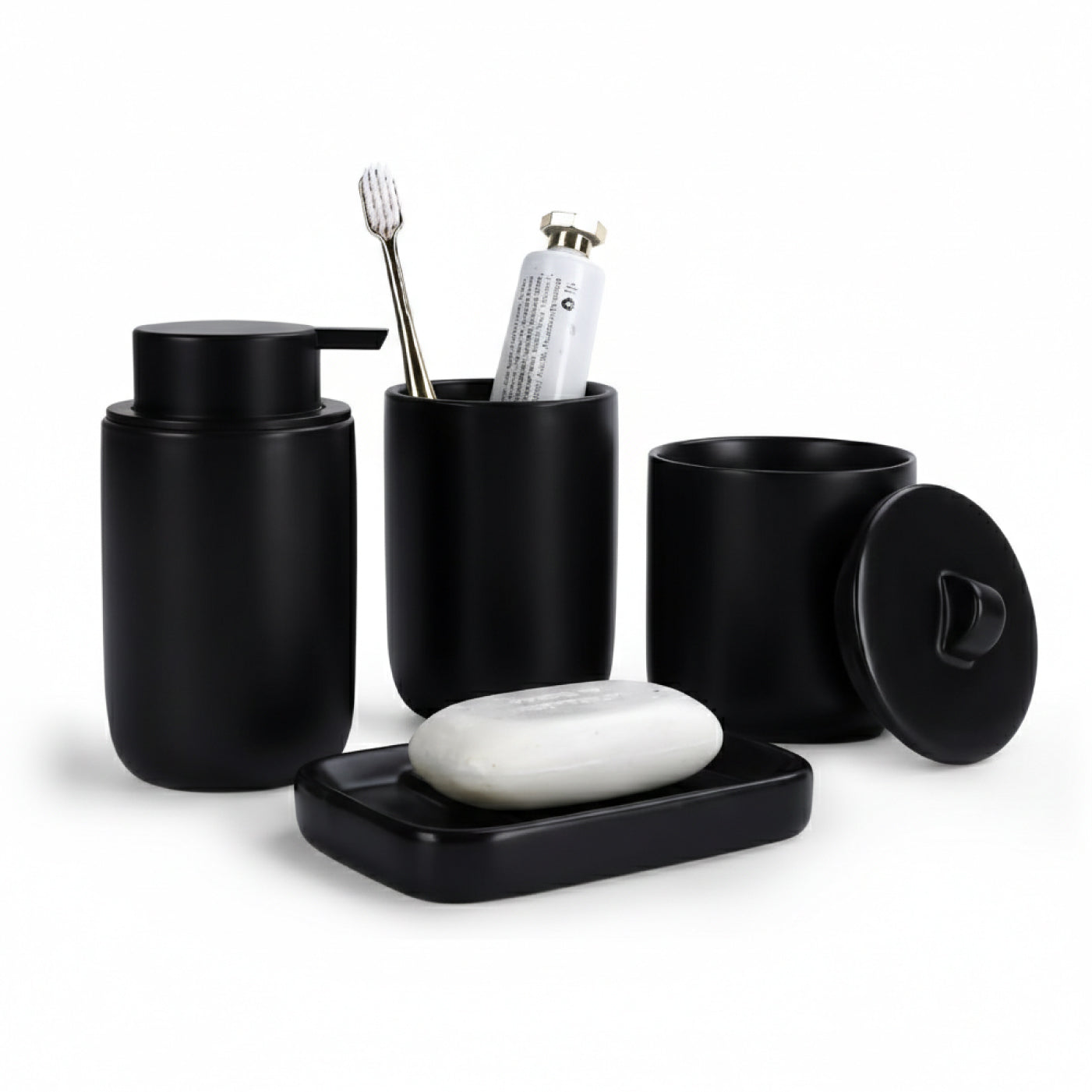 BosilunLife Matte Black Foaming Bathroom Set Recycled Eco-Clay