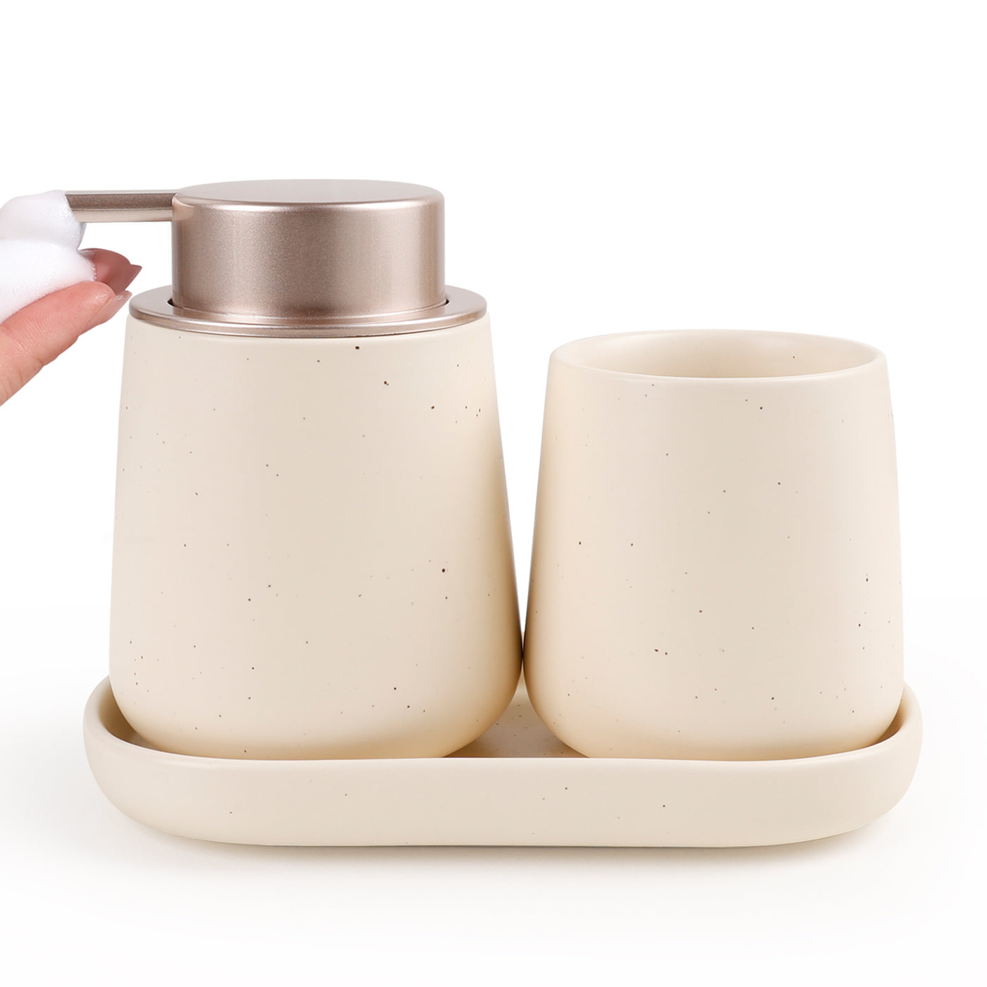 BosilunLife Modern 3‑Piece Foaming Bathroom Set Recycled Eco‑Clay