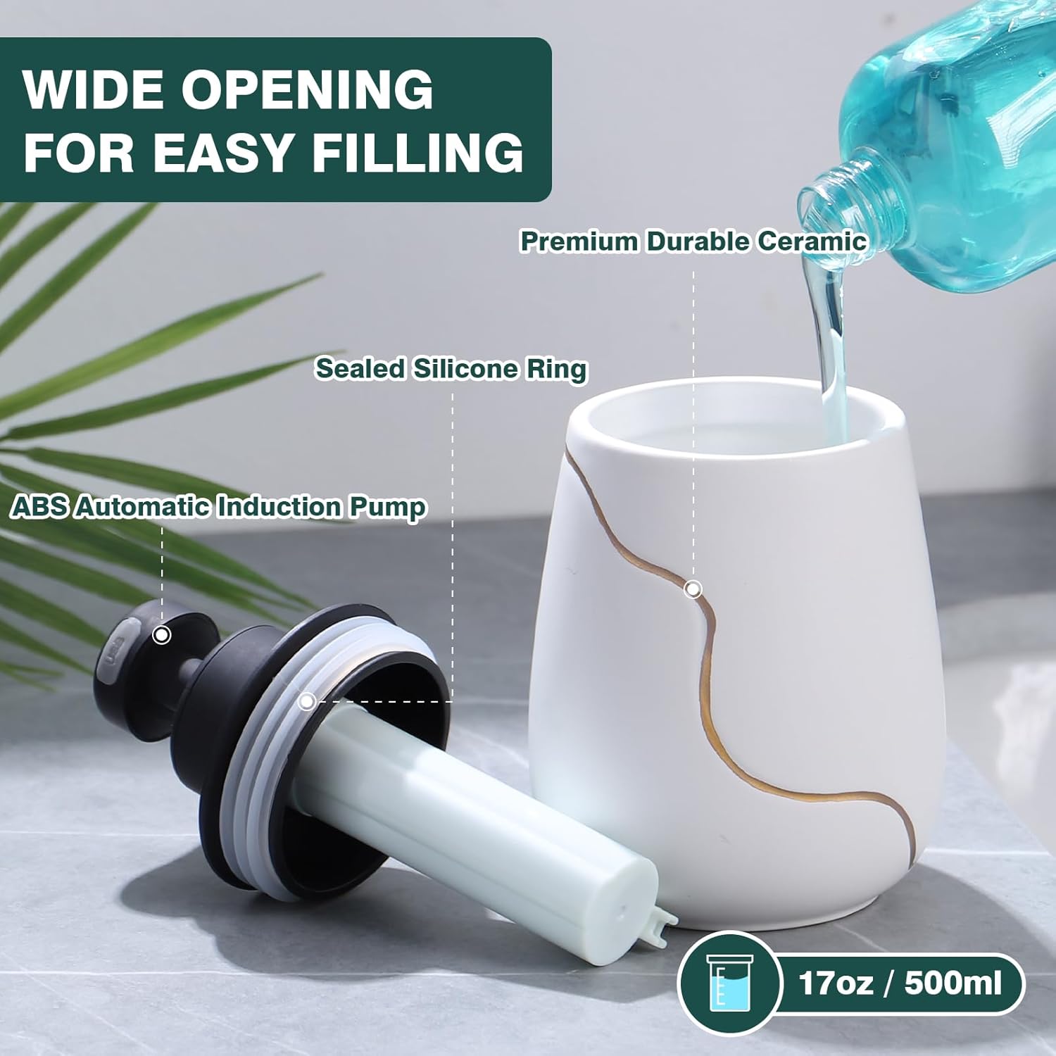 BosilunLife Automatischer Schaumseifenspender aus recycelter Keramik und Öko-Ton