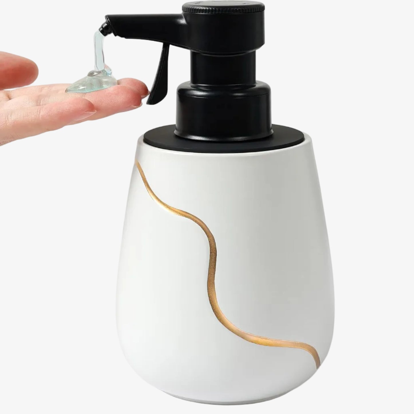 BosilunLife Nordic Garden Semi-Automatic Liquid Soap Dispenser Recycled Eco-Clay 17 oz