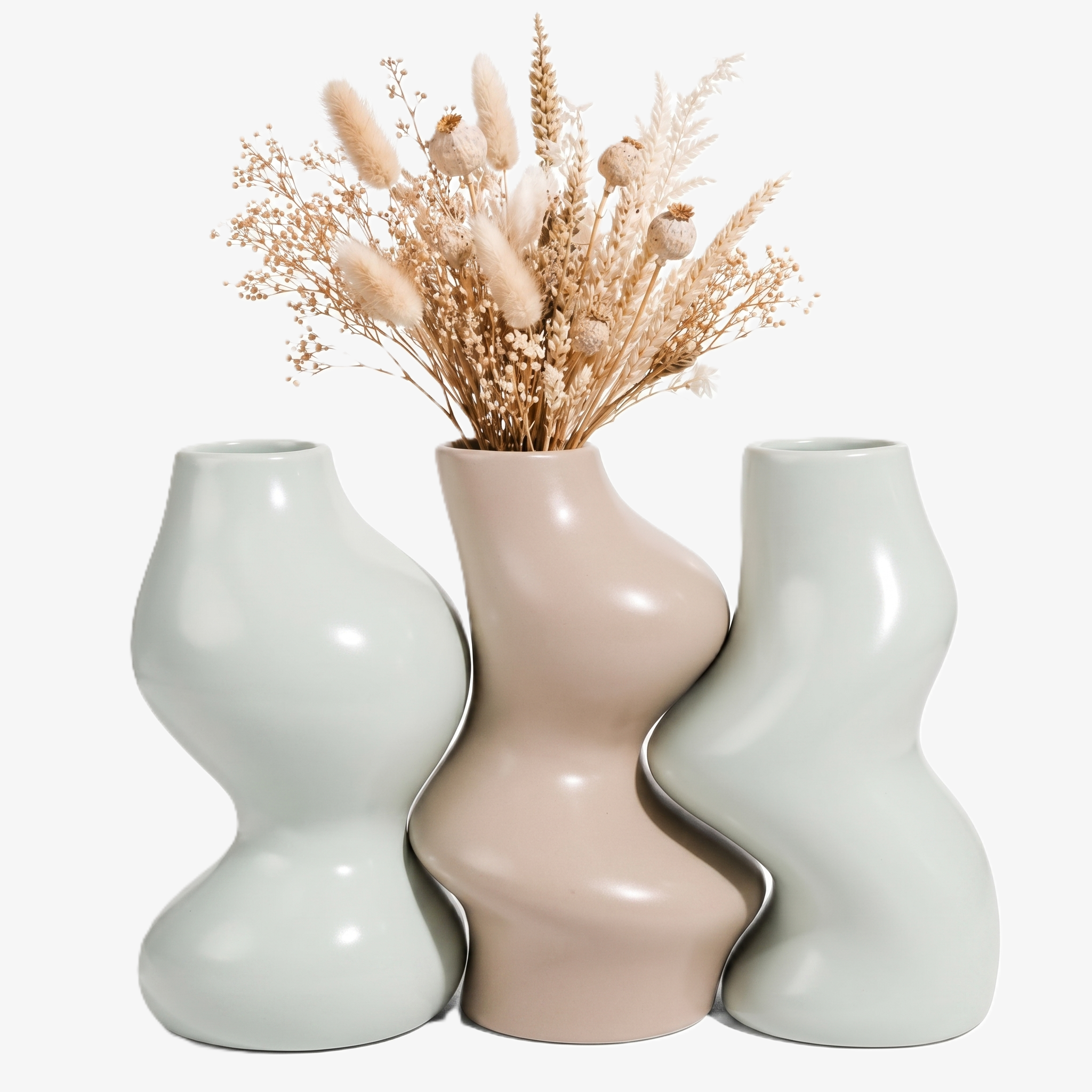 BosilunLife Wabi-Sabi Flower Vases Set of 3 Recycled Eco-Clay