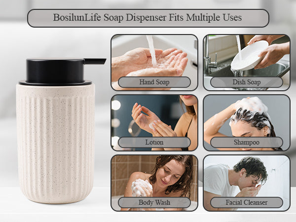 BosilunLife Pockmark Foaming Soap Dispenser 12 oz  Recycled RebornClay™ Beige