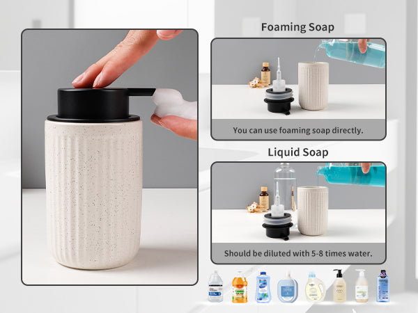 BosilunLife Pockmark Foaming Soap Dispenser 12 oz  Recycled RebornClay™ Beige