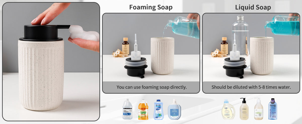 BosilunLife Pockmark Foaming Soap Dispenser 12 oz  Recycled RebornClay™ Beige