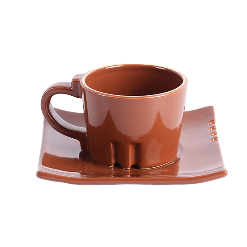 fired brick&gold tea cup