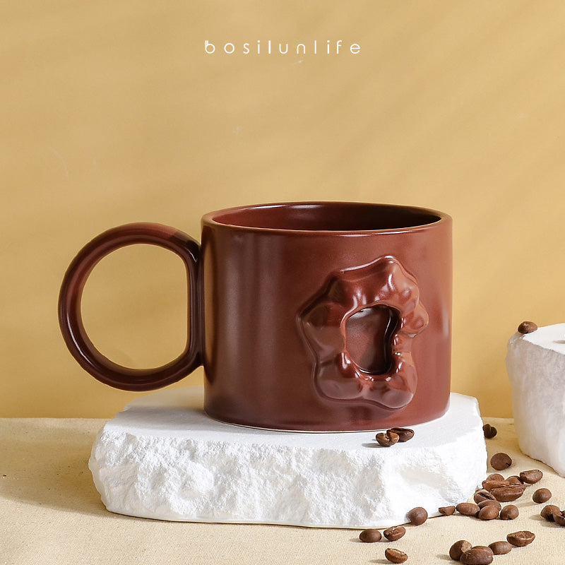 BosilunLife Nordic Moments Mug with Round Handle | High-Quality Ceramic Mug