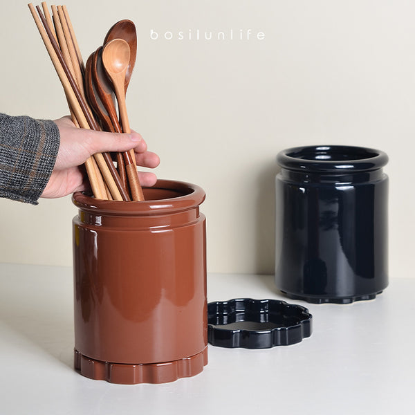 BosilunLife Timeless Elegance Utensil Holder | Sustainable & Eco-Friendly Ceramic Utensil Holder