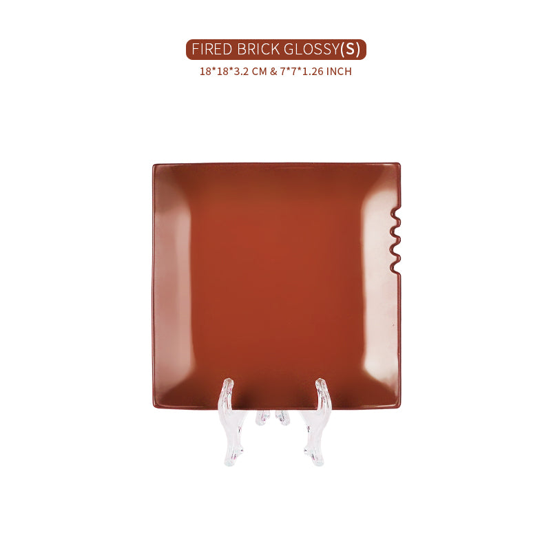 Sizing Instructions for Brown Red Square Ceramic Dinner Plate