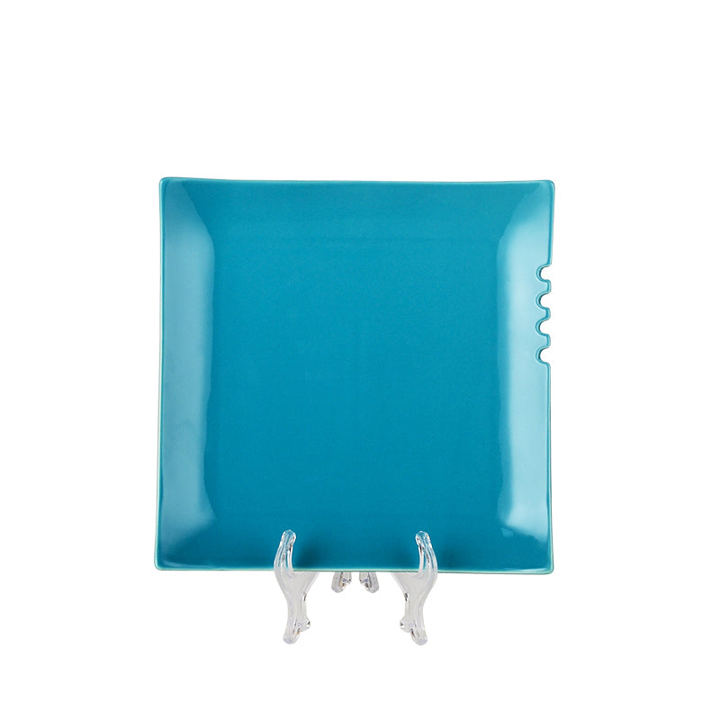 Medium size blue square ceramic dinner plate