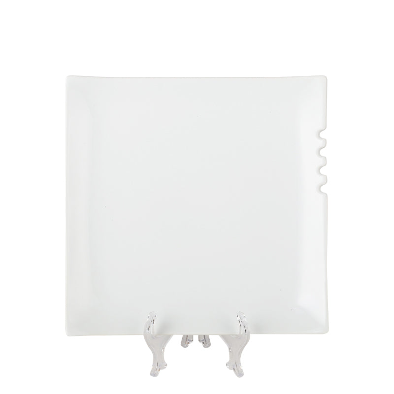 Large white square ceramic dinner plate