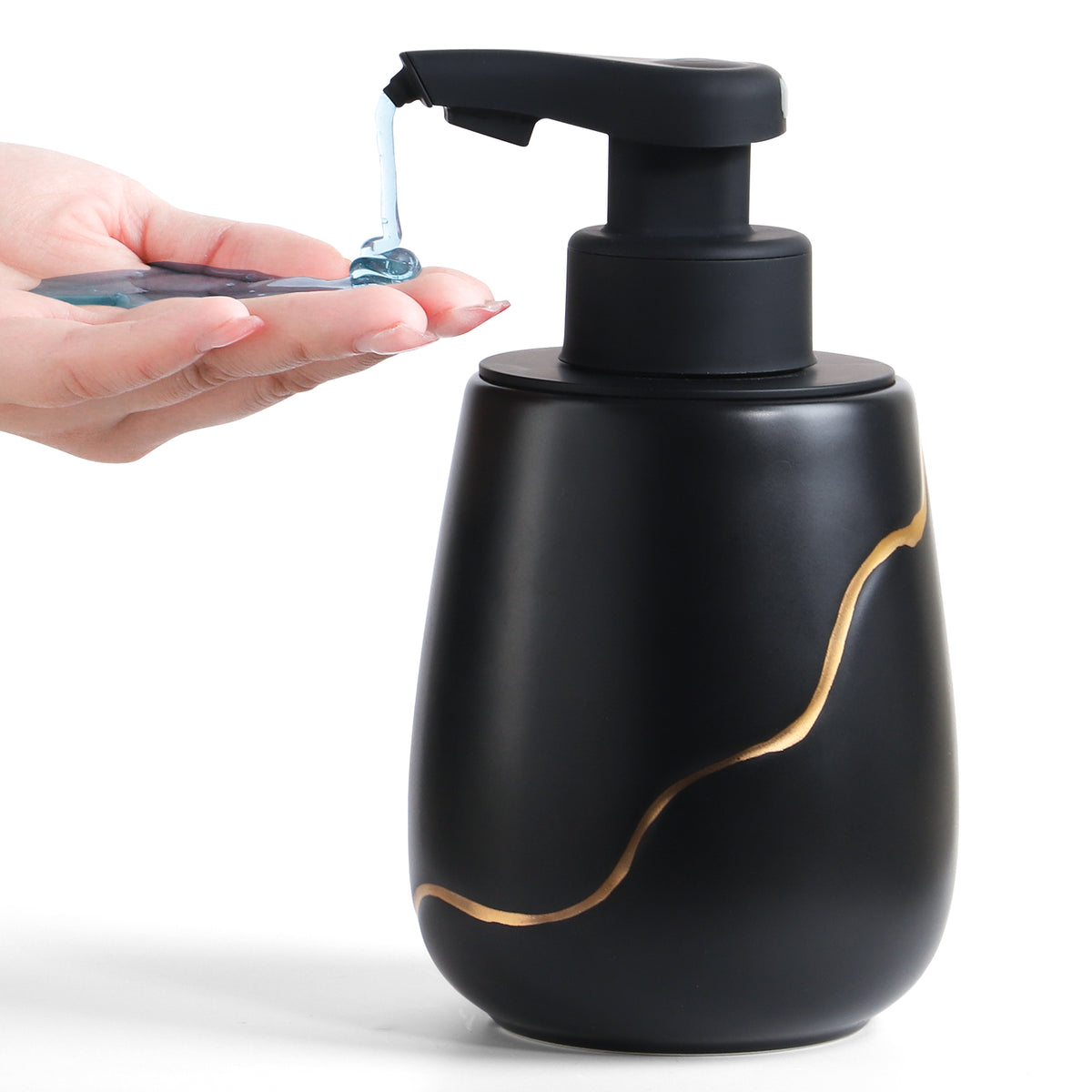 BosilunLife Nordic Garden Automatic Liquid Soap Dispenser 17 oz Recycled RebornClay™ Black