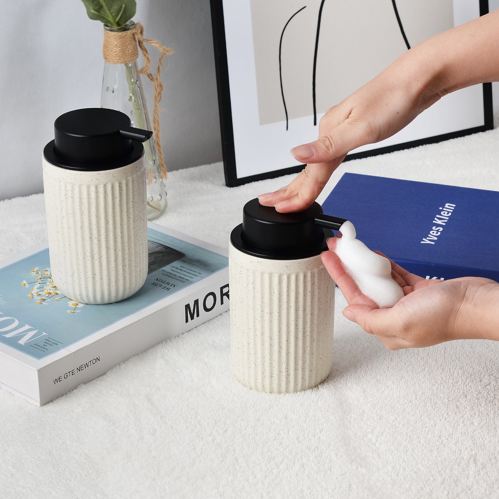 BosilunLife Pockmark Seifenspender aus recycelter Keramik und Öko-Ton