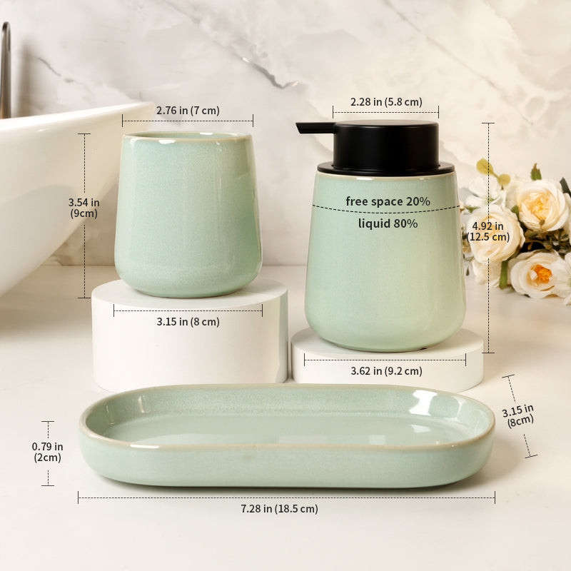BosilunLife Nordic Bath Foaming Bathroom Set 3-Piece Light Green Recycled RebornClay™