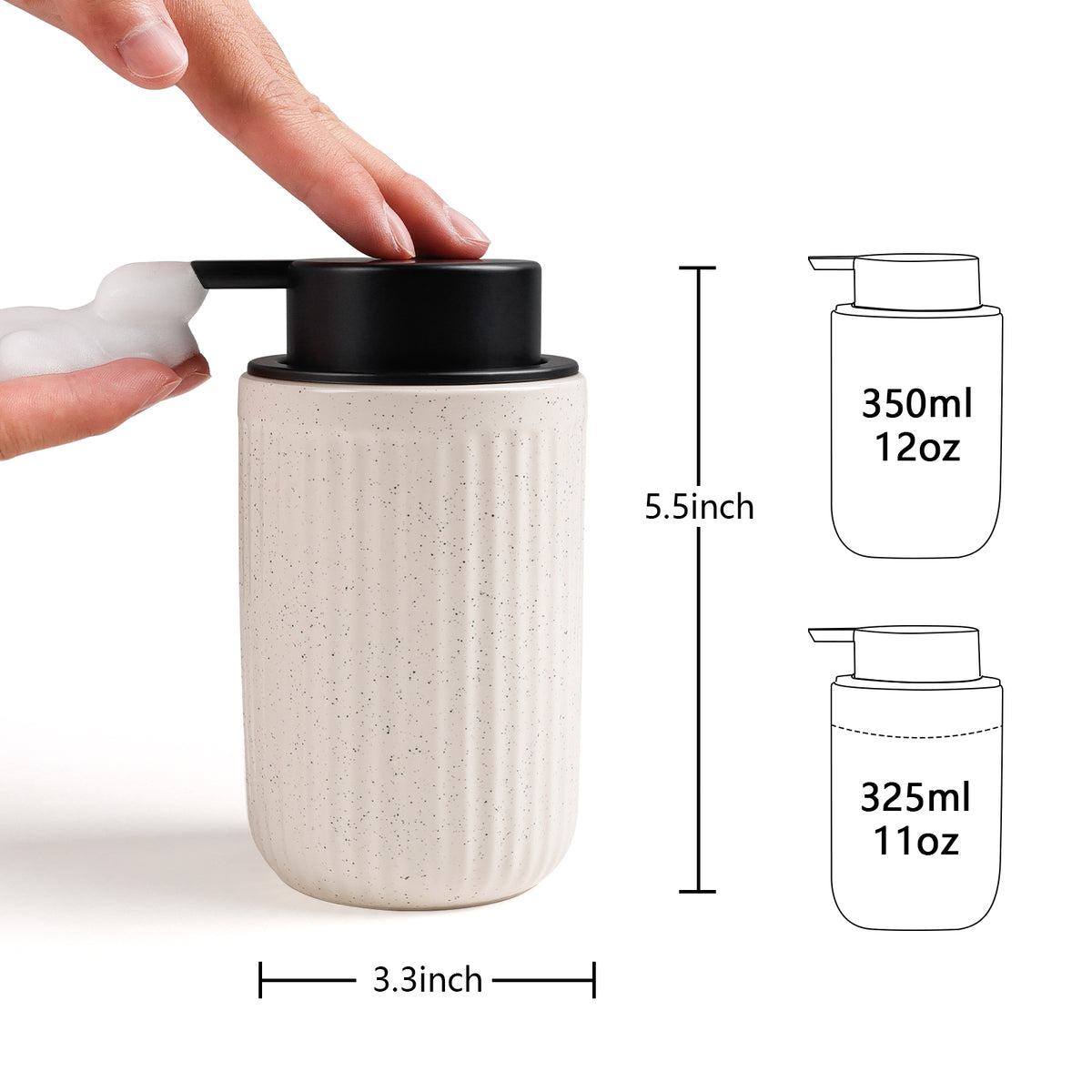 BosilunLife Pockmark Foaming Soap Dispenser 12 oz  Recycled RebornClay™ Beige