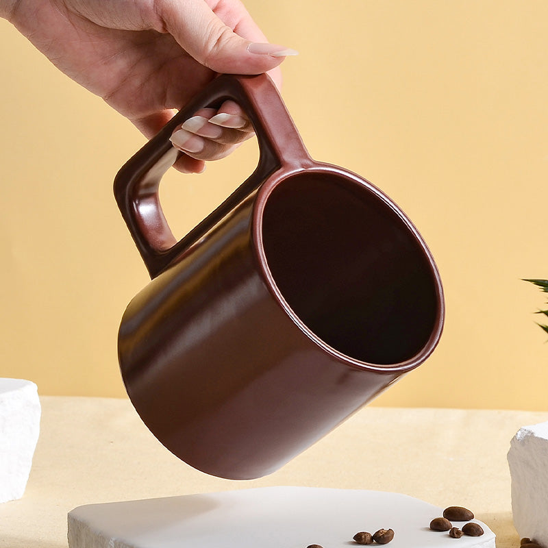 Reddish brown mug with square handle