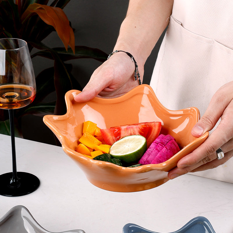fruit in pink salad bowl