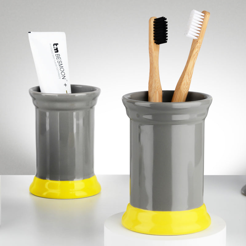 grey and yellow tumbler