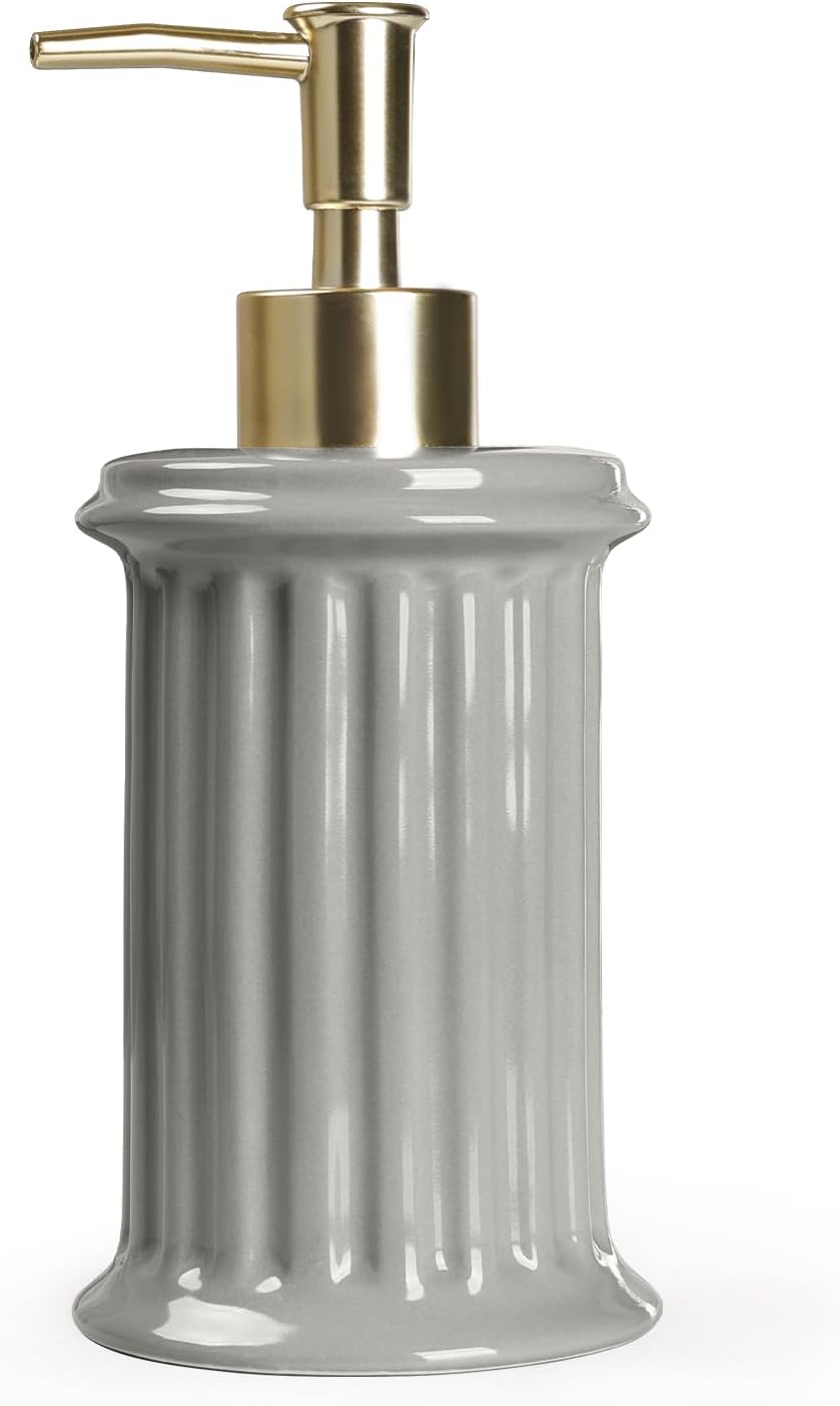 BosilunLife Roman Column Soap Dispenser Grey Recycled Ceramic Eco-Clay
