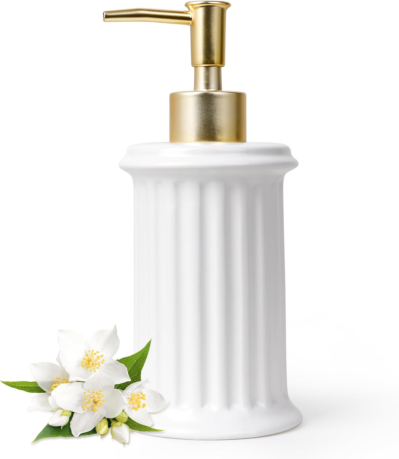 BosilunLife Roman Column Soap Dispenser White Recycled Ceramic Eco-Clay