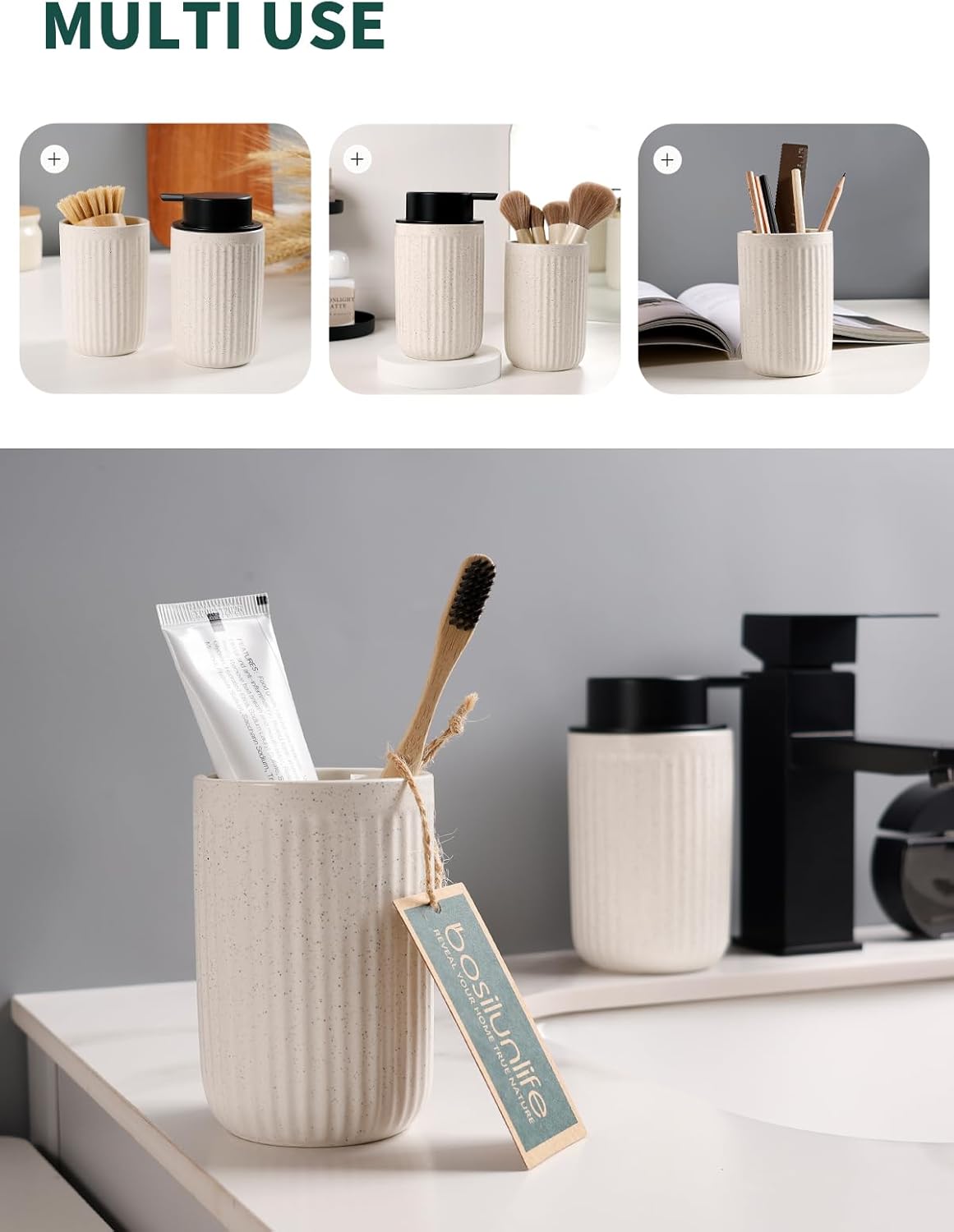 BosilunLife Pockmark Seifenspender aus recycelter Keramik und Öko-Ton
