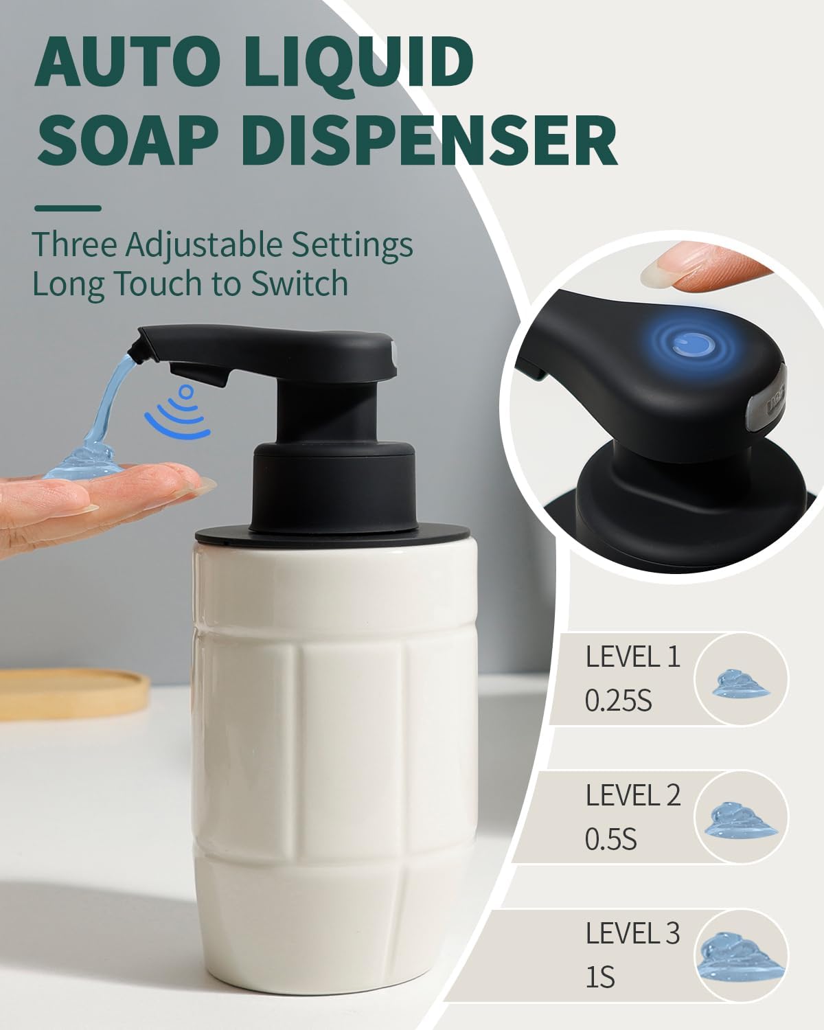 BosilunLife Eco-Brutalism Automatic Liquid Soap Dispenser Recycled Eco-Clay