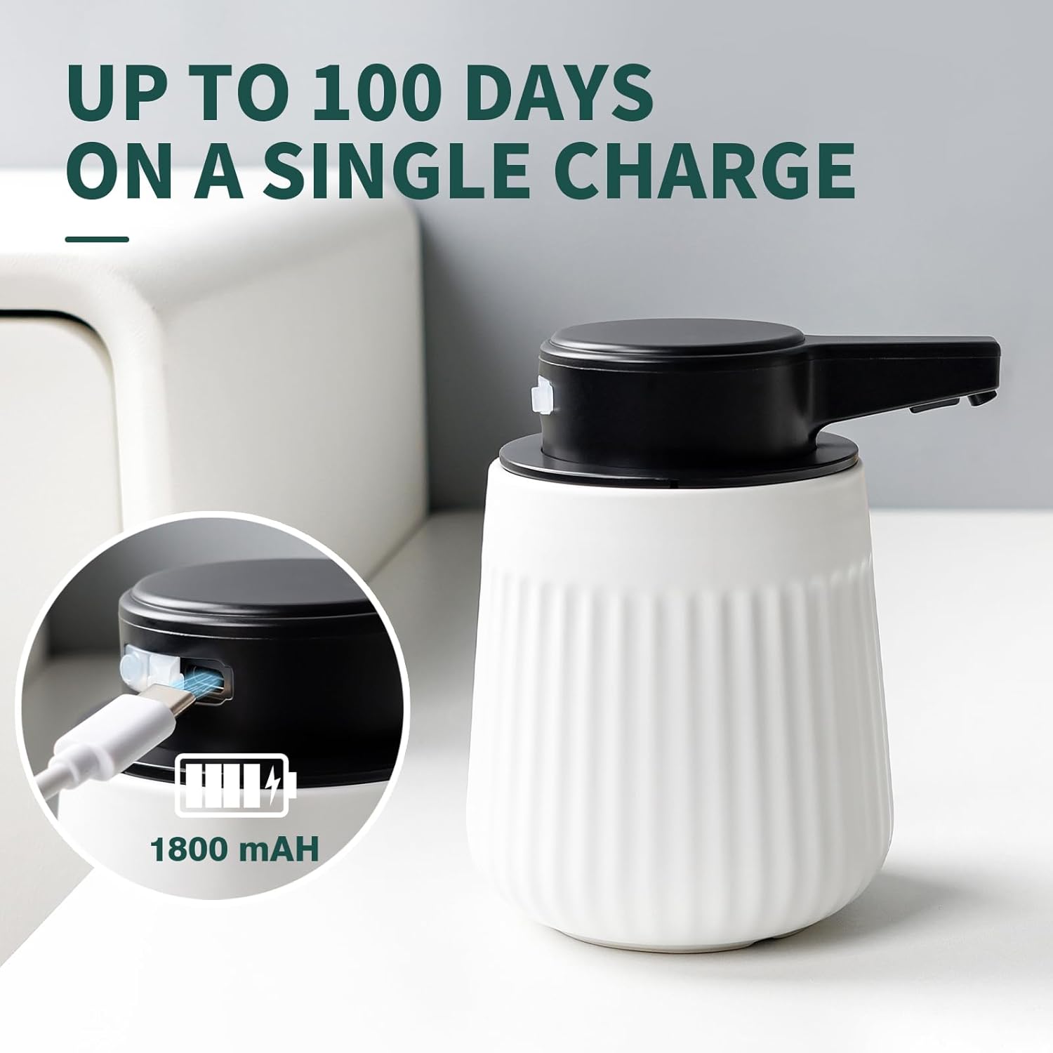 BosilunLife 3 Levels Automatic Soap Dispenser Recycled Eco-Clay 300 ml