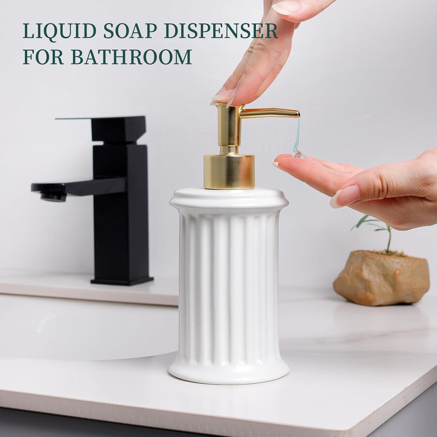 BosilunLife Roman Column Liquid Soap Dispenser Recycled Eco-Clay 9.5 oz