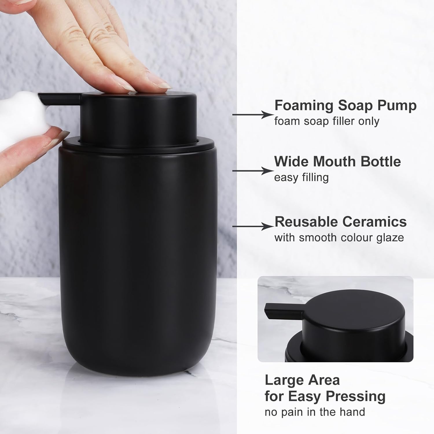 Matte Black 4-Piece Bathroom Set Sustainable Ceramic Foam