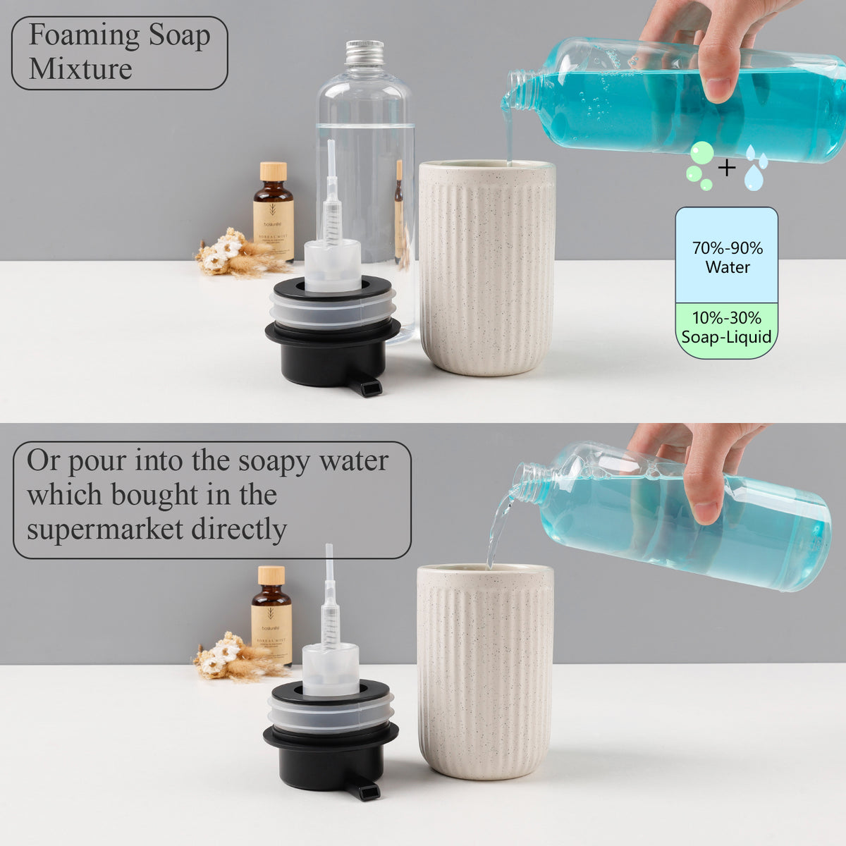 BosilunLife Pockmark Foaming Soap Dispenser 12 oz  Recycled RebornClay™ Beige