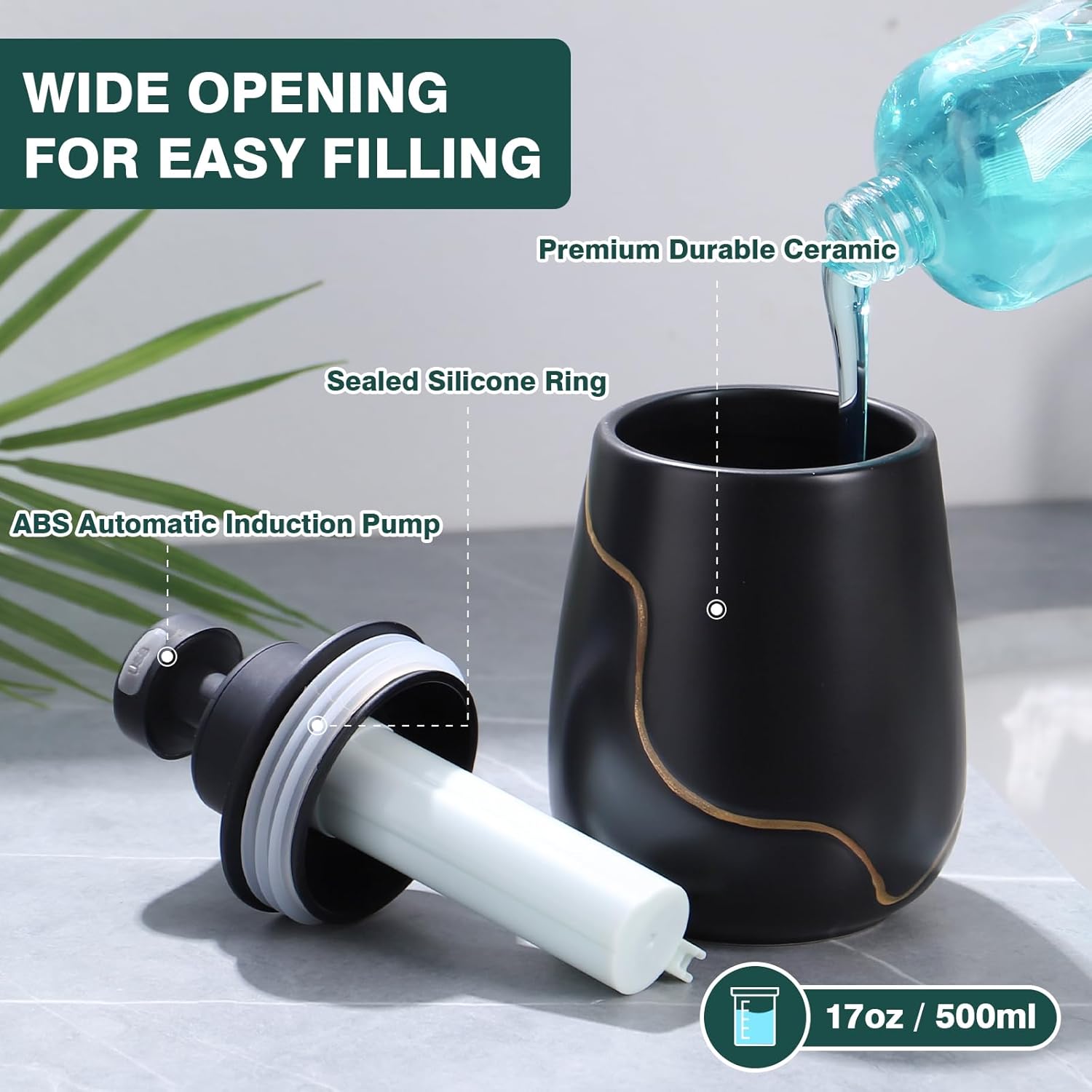 BosilunLife Automatic Soap Dispenser Bathroom - Liquid - Black